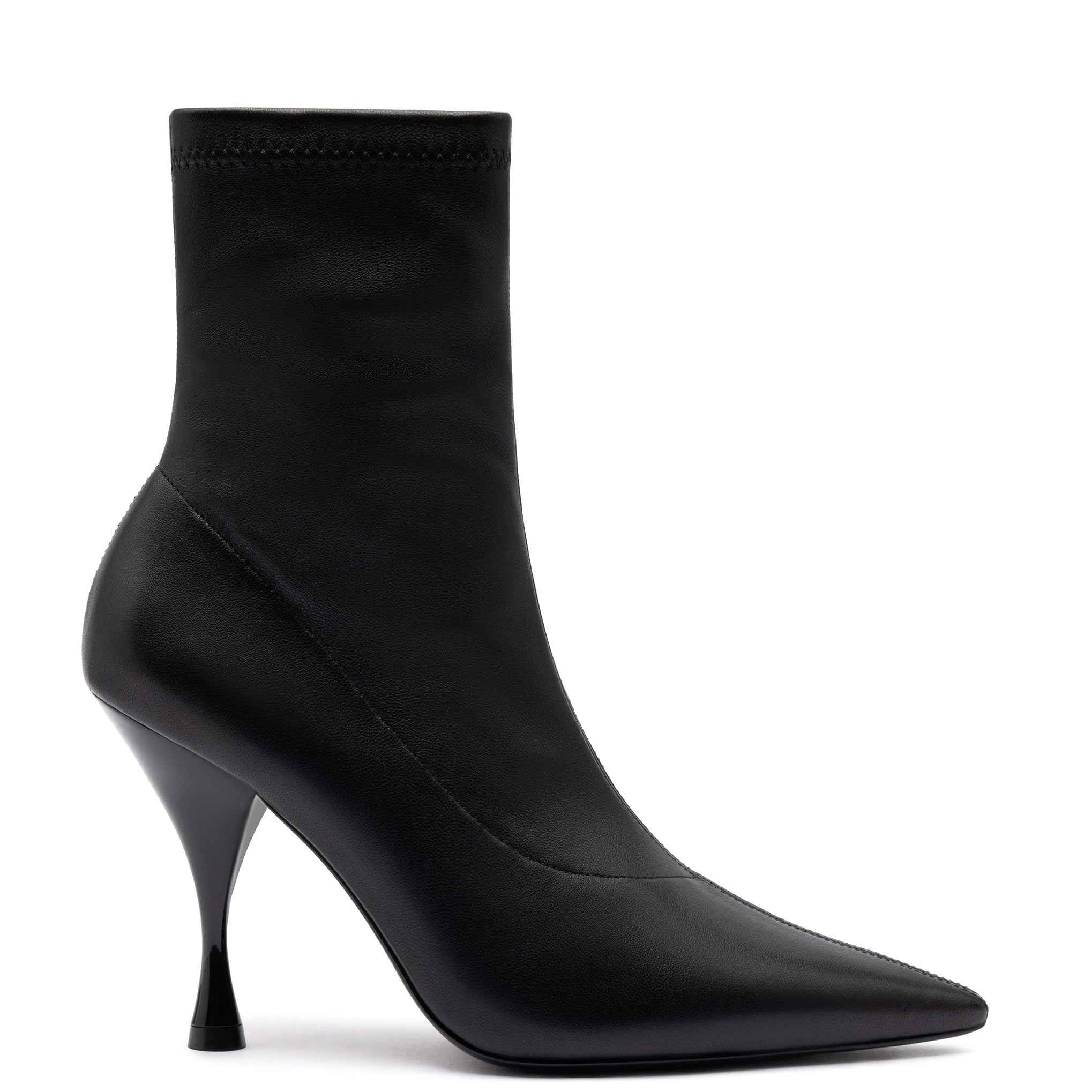 Mini Georgia Boot In Black Stretch Leather Sustainable Shoe Design  
