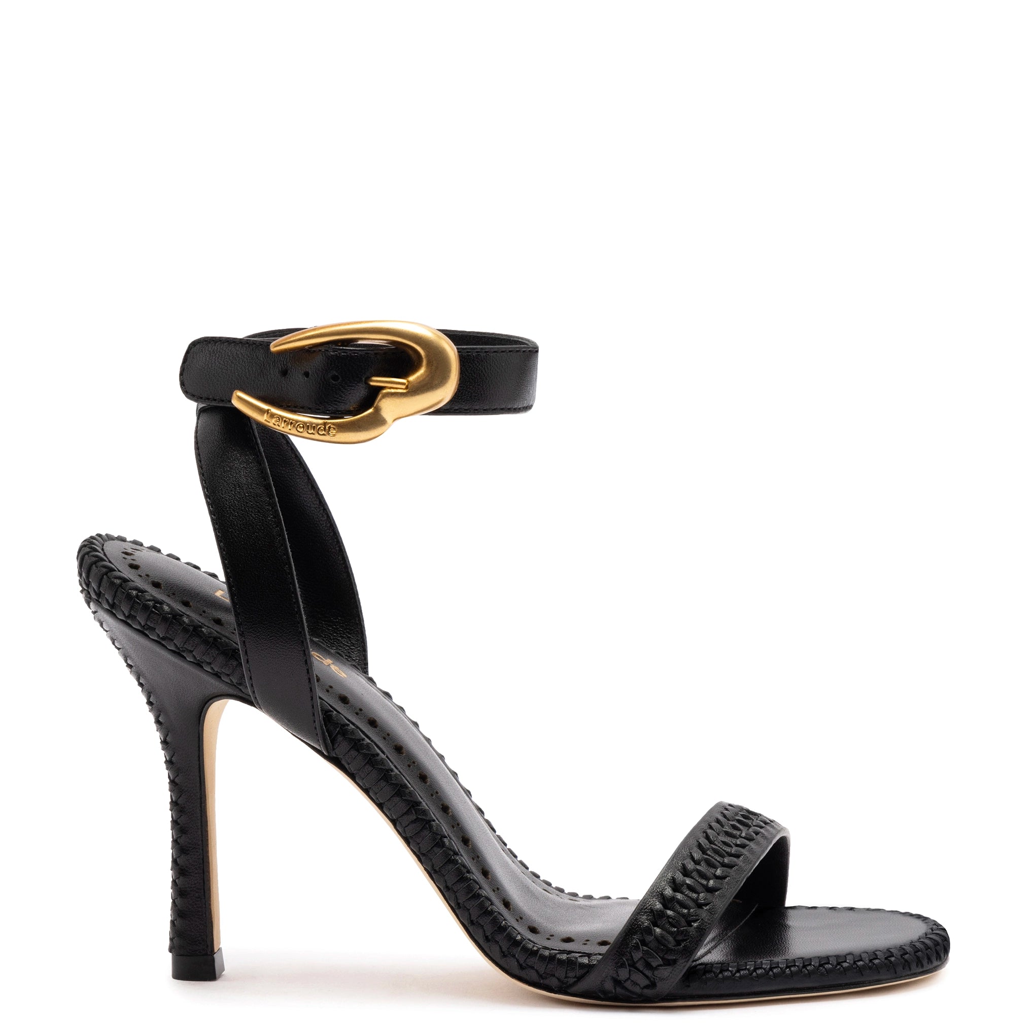 Verona Sandal In Black Leather Edwardian Shoe Look  