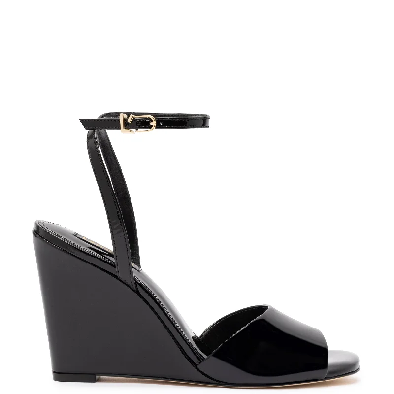 Yves Wedge In Black Patent Leather Moccasin Soft - Sole Style  