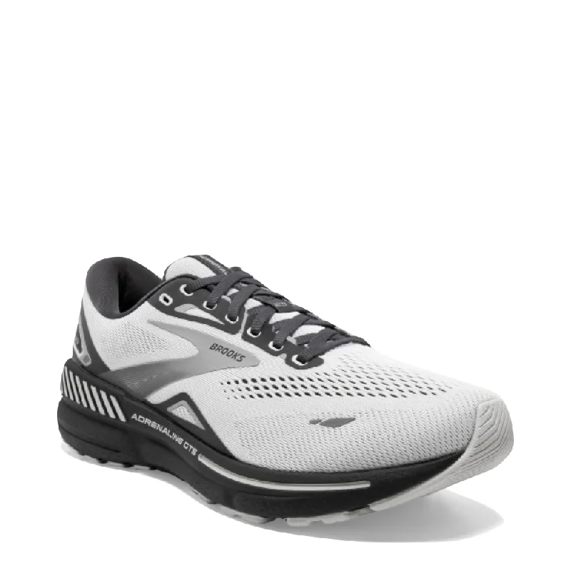 Brooks Men's Adrenaline GTS 23 Sneaker in Oyster/Ebony/Alloy Wingtip Oxford Design 