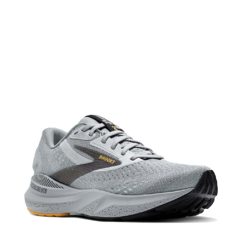 Brooks Men's Adrenaline GTS 24 Sneaker in Alloy/White/Gold Fusion Athleisure Derby Style  