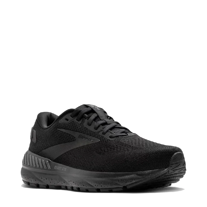 Brooks Men's Beast GTS 24 Sneaker in Black/Black/Ebony Retro Plimsoll Style  