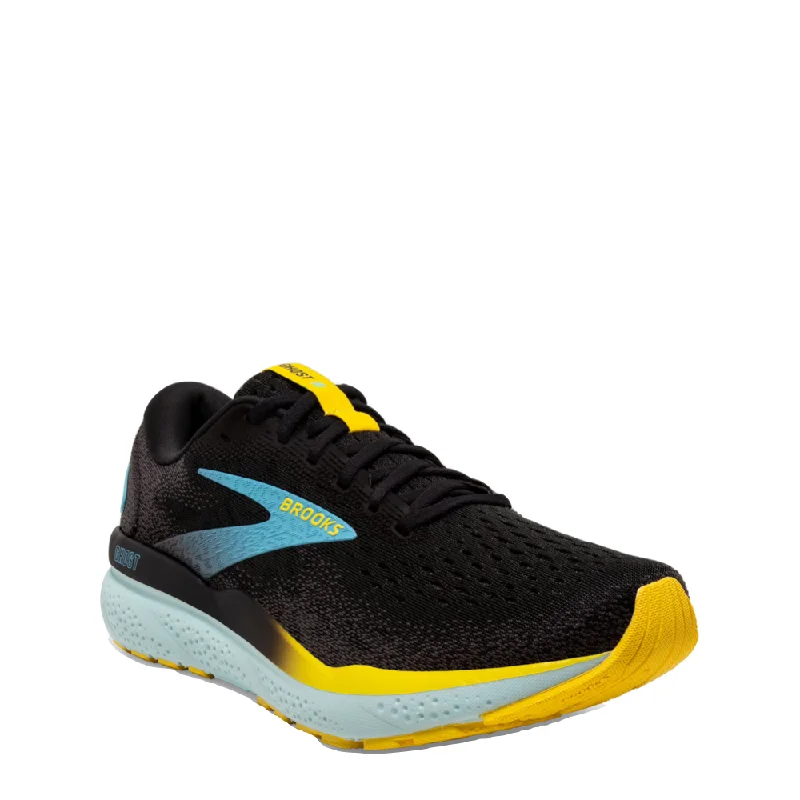 Brooks Men's Ghost 16 Sneaker in Black/Forged Iron/Blue Glow - in - the - Dark Shoe Design  