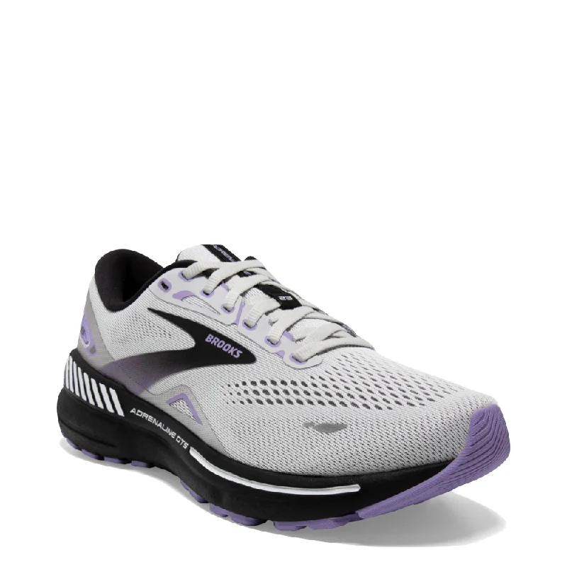 Brooks Women's Adrenaline GTS 23 Running Sneaker in Grey/Black/Purple Quick - Dry Hiking Shoe Style   