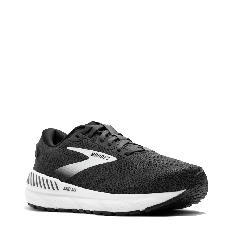 Brooks Women's Ariel GTS 24 Sneaker in Ebony/Black/White Patchwork Shoe Aesthetic  