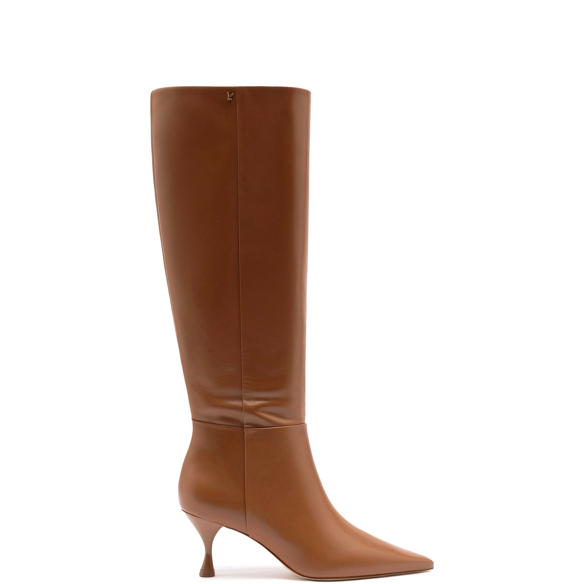 Georgia Boot In Caramel Leather Checkered Shoe Pattern Look  
