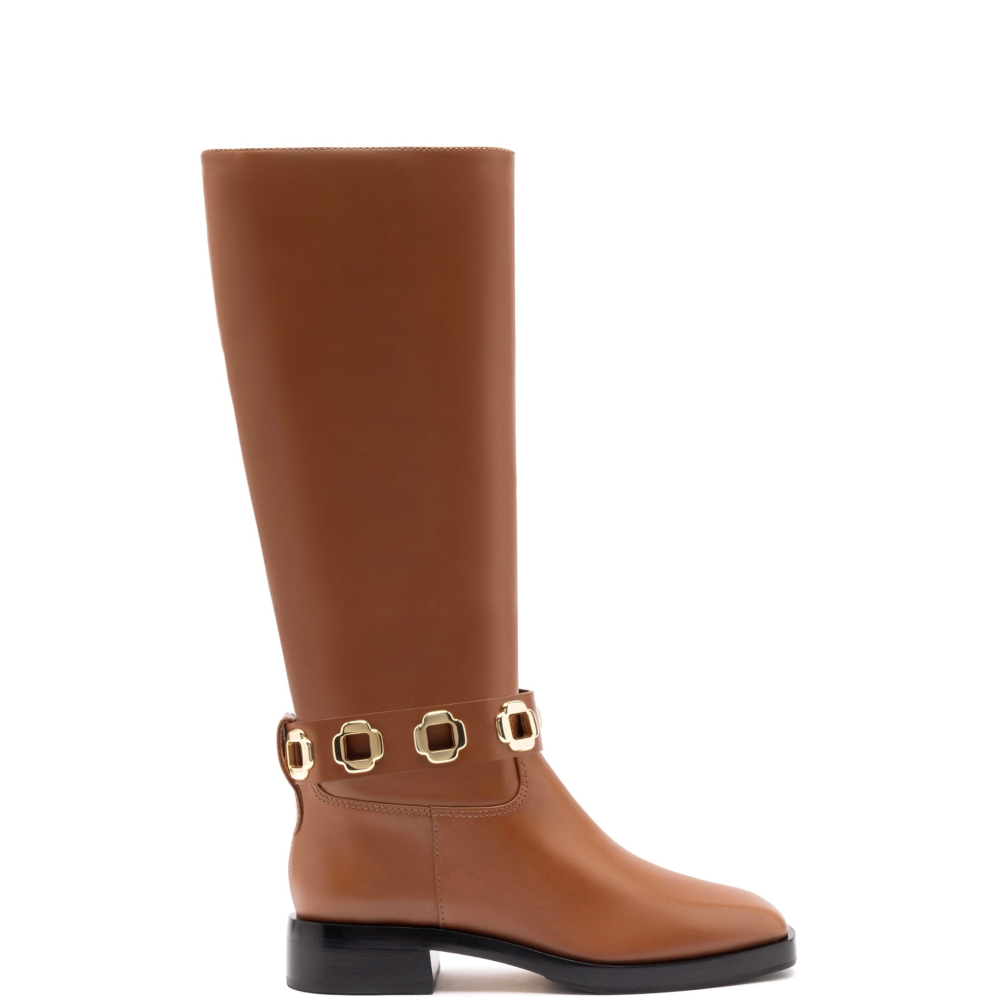 Milan Flat Boot In Caramel Leather Mod Oxford Design  