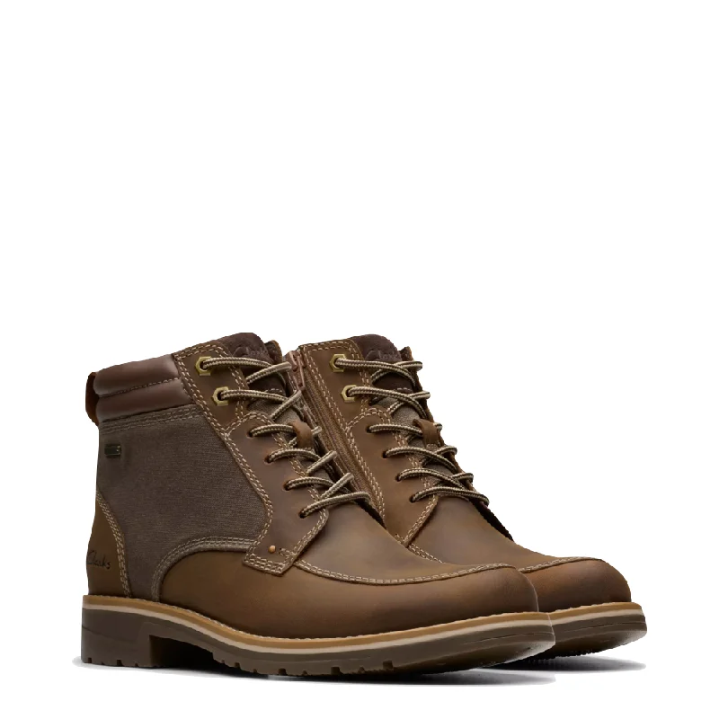 Clarks Men's Morewell Zip Waterproof Leather Boot in Beeswax Brown Desert Boot Utility Style Clarks Men's Morewell Zip Waterproof Leather Boot in Beeswax Brown Desert Boot Utility Style