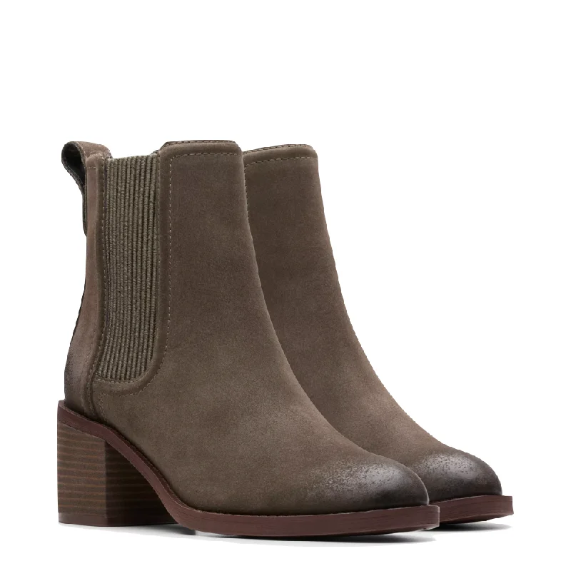Clarks Women's Chamberly Top Chelsea Ankle Boot in Mole Grey Suede Edwardian Shoe Look Clarks Women's Chamberly Top Chelsea Ankle Boot in Mole Grey Suede Edwardian Shoe Look