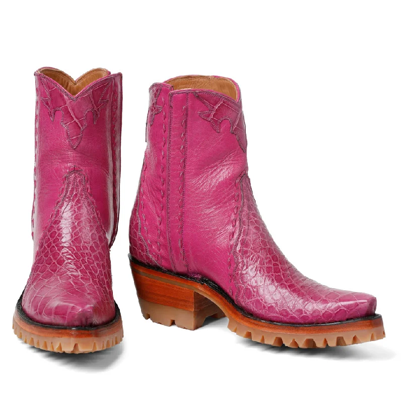 Crocodile Ankle ZIpper With Lug- Pretty in Pink Aesthetic  