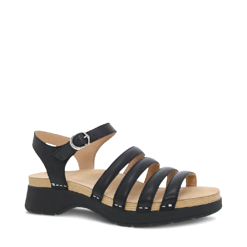 Dansko Women's Roxie Strap Sandal in Black Desert Boot Utility Style  