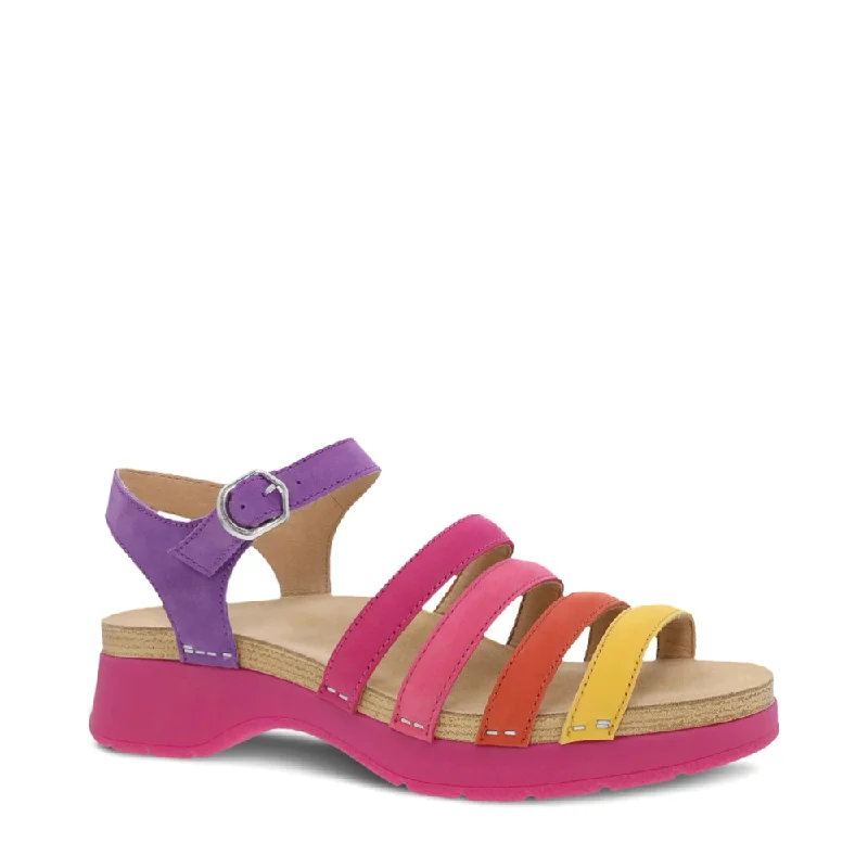 Dansko Women's Roxie Strap Sandal in Multi Nubuck Single - Buckle Monk Look  