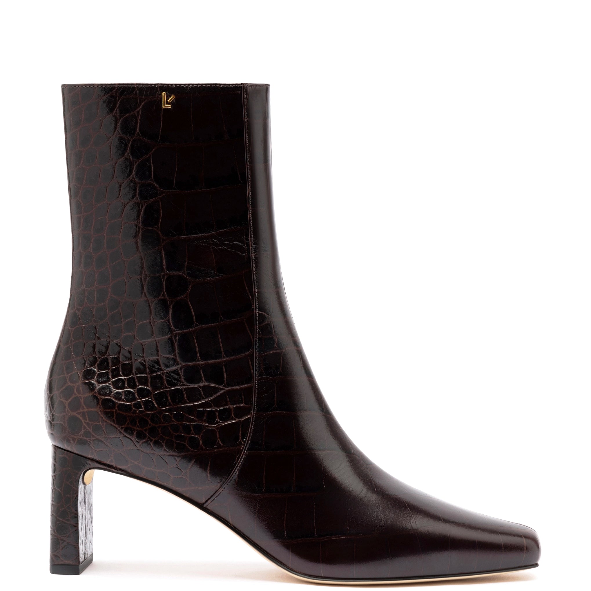 Alexis Bootie In Dark Croco Embroided Leather Retro Basketball Sneaker Design  