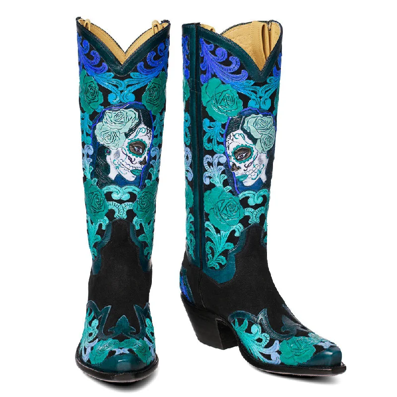 Dia De Los Muertos 14" Edwardian Shoe Look  
