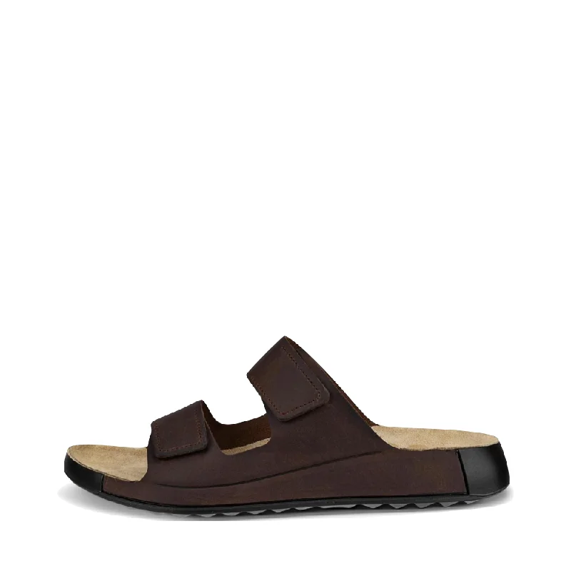 Ecco Men's Cozmo Slide Sandal in Potting Soil Brown Buckle -