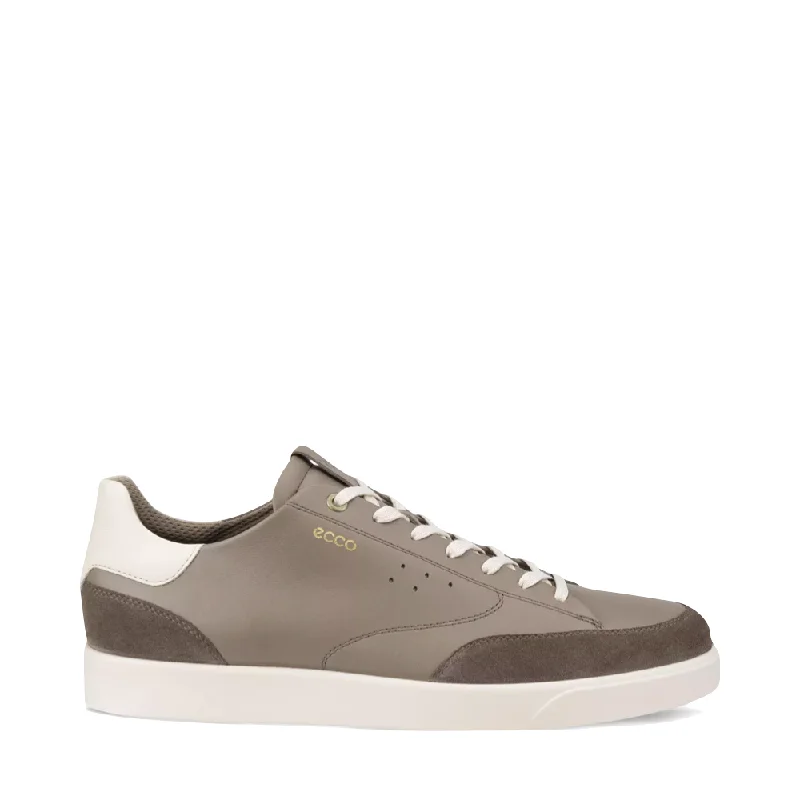 Ecco Men's Street Lite Court Sneakers in Dark Clay/Taupe Beaded Moccasin Design 