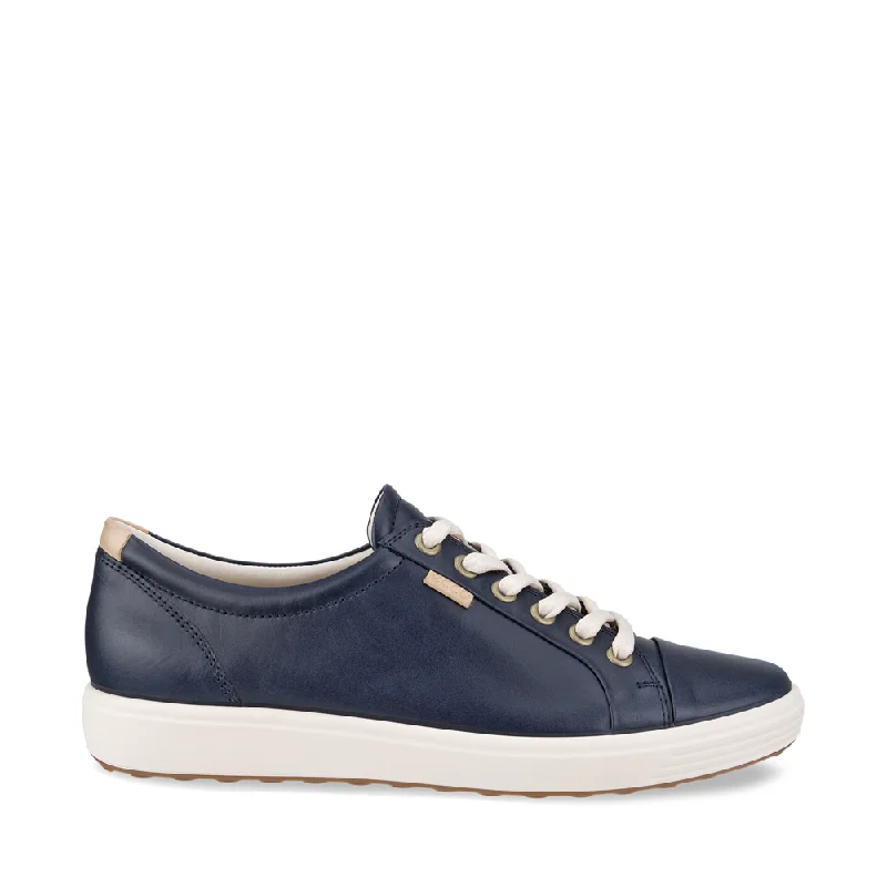 Ecco Women's Soft 7 Sneaker in Marine Navy Two - Tone Shoe Design  
