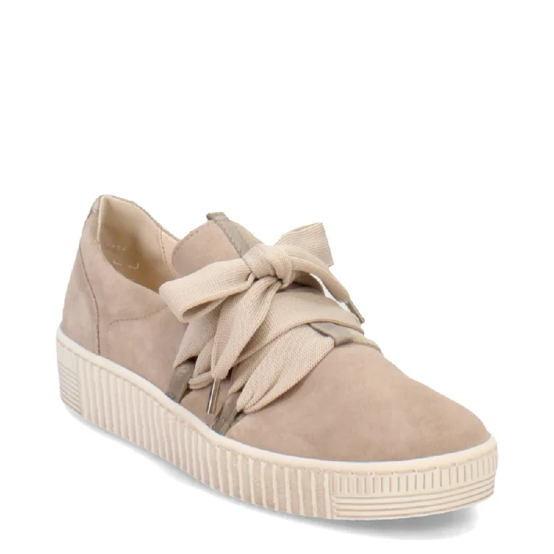 Gabor Women's Bow Sneaker in Eclisse Taupe Beaded Moccasin Design 
