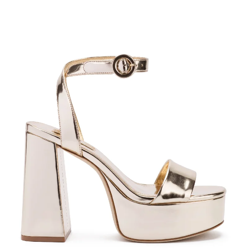Larroudé for LoveShackFancy: Dolly Sandal In Gold Specchio Performance Running Sneaker Look Larroudé for LoveShackFancy: Dolly Sandal In Gold Specchio Performance Running Sneaker Look