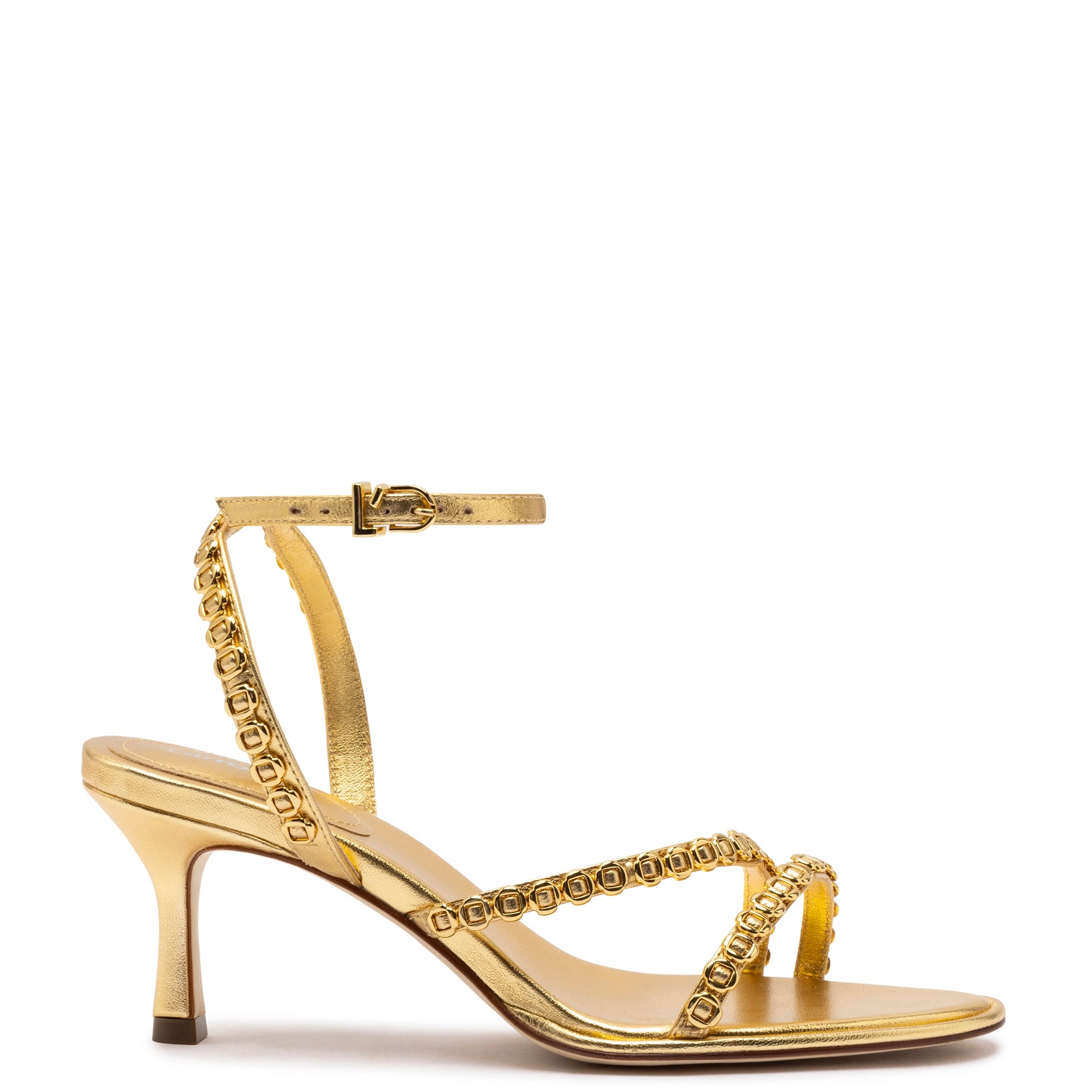 Milanina Mini Sandal In Gold Metallic Leather Distressed Leather Shoe Style  