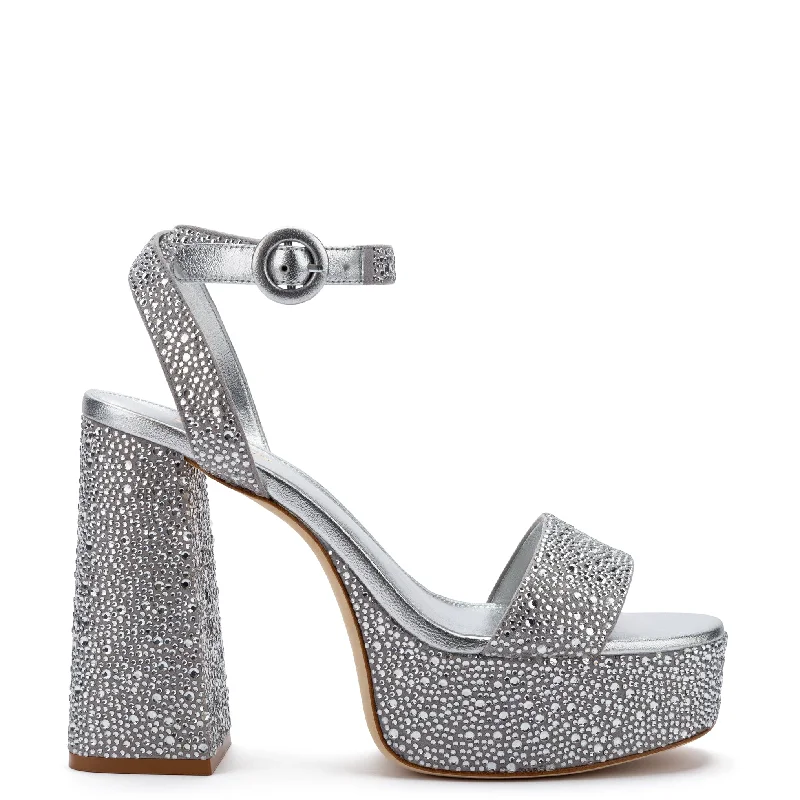 Dolly Crystal Sandal In Gray Suede Elastic - Sided Chelsea Look  