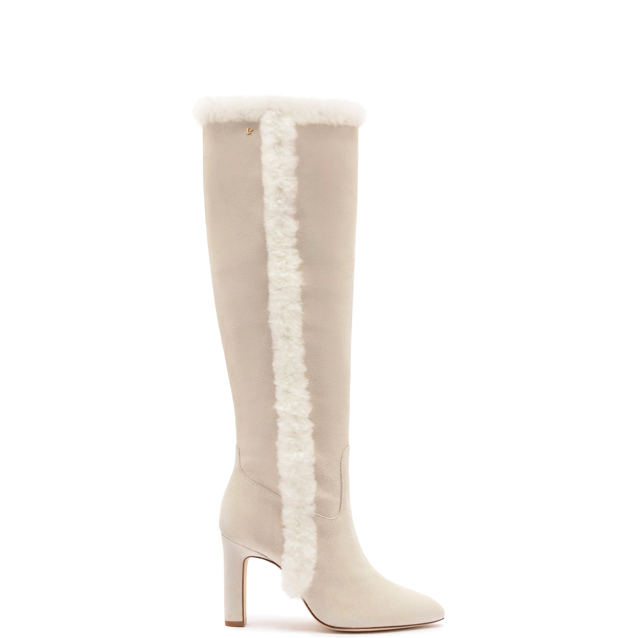 Cindy Hi Faux Fur Boot In Grey Mushroom Suede and Natural Shearling Bespoke Shoe Aesthetic Cindy Hi Faux Fur Boot In Grey Mushroom Suede and Natural Shearling Bespoke Shoe Aesthetic
