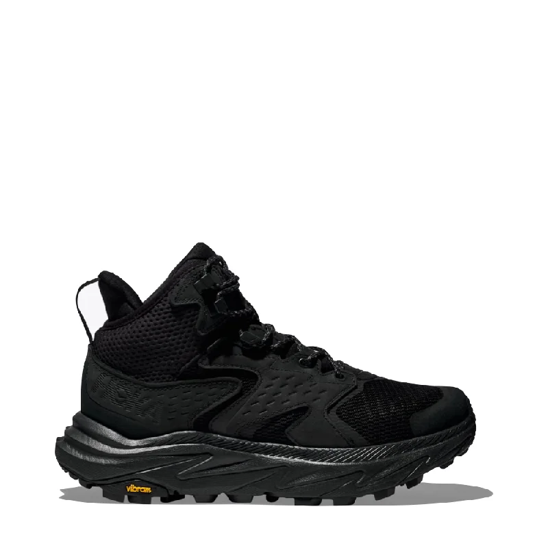 Hoka Men's Anacapa 2 Mid GTX Hiking Sneaker in Black/Black Upcycled Shoe Look  