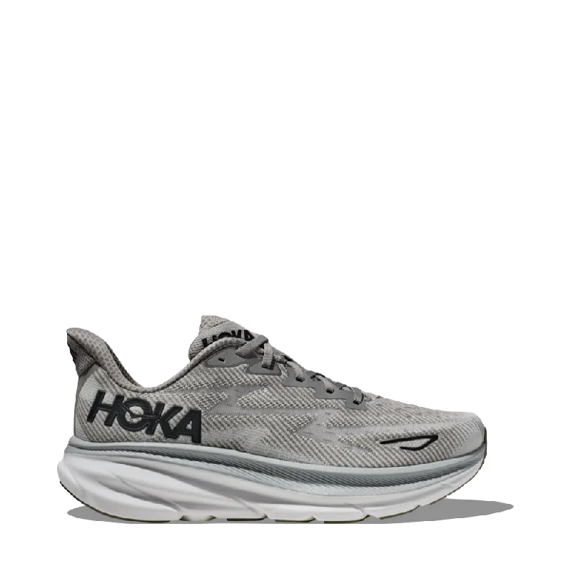Hoka Men's Clifton 9 Sneaker in Harbor Mist/Black Two - Tone Shoe Design  