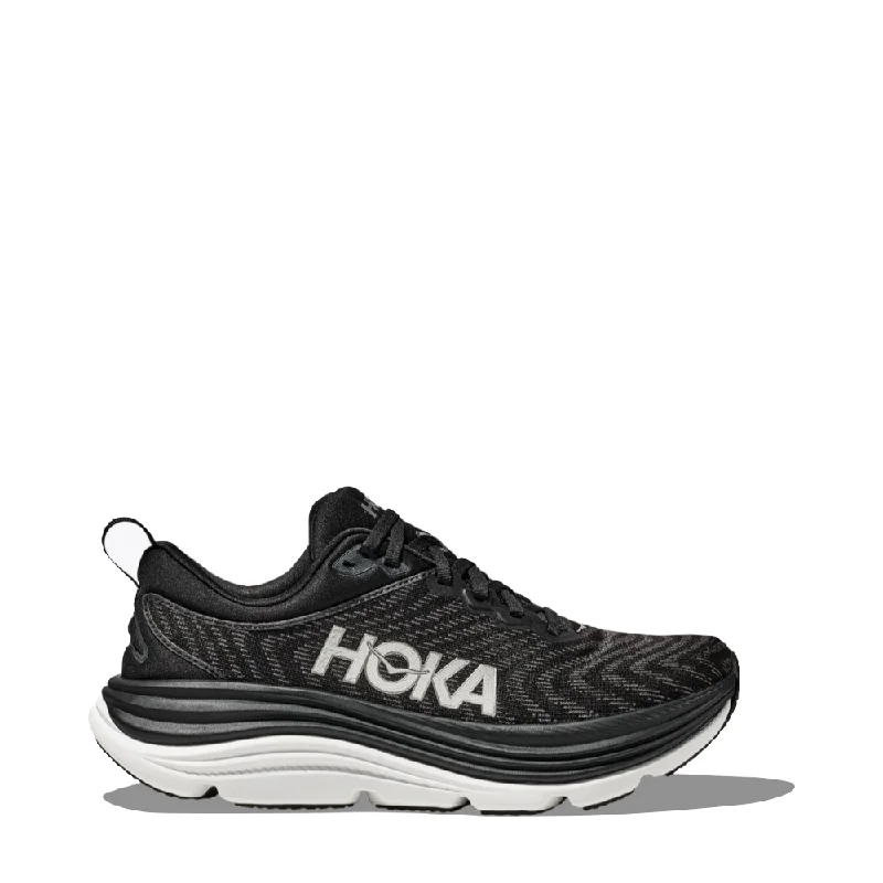 Hoka Men's Gaviota 5 Running Sneaker in Black/White Memory - Foam Slipper Look  