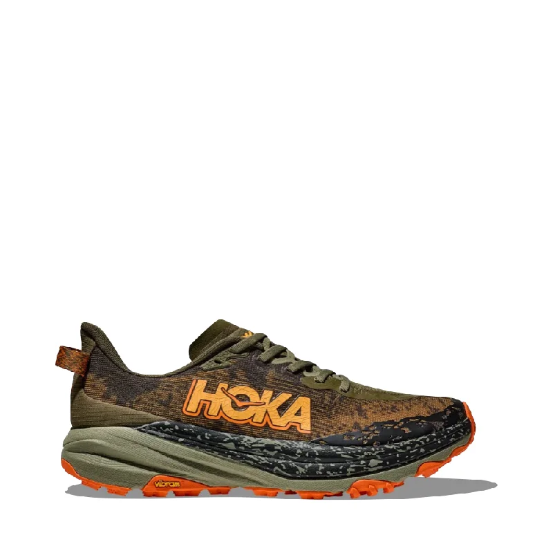 Hoka Men's Speedgoat 6 Sneaker in Antique Olive/Squash Desert Boot Utility Style  