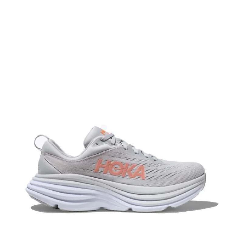 Hoka Women's Bondi 8 Running Sneaker in Harbor Mist/Lunar Rock Combat - Inspired Military Boot Look  