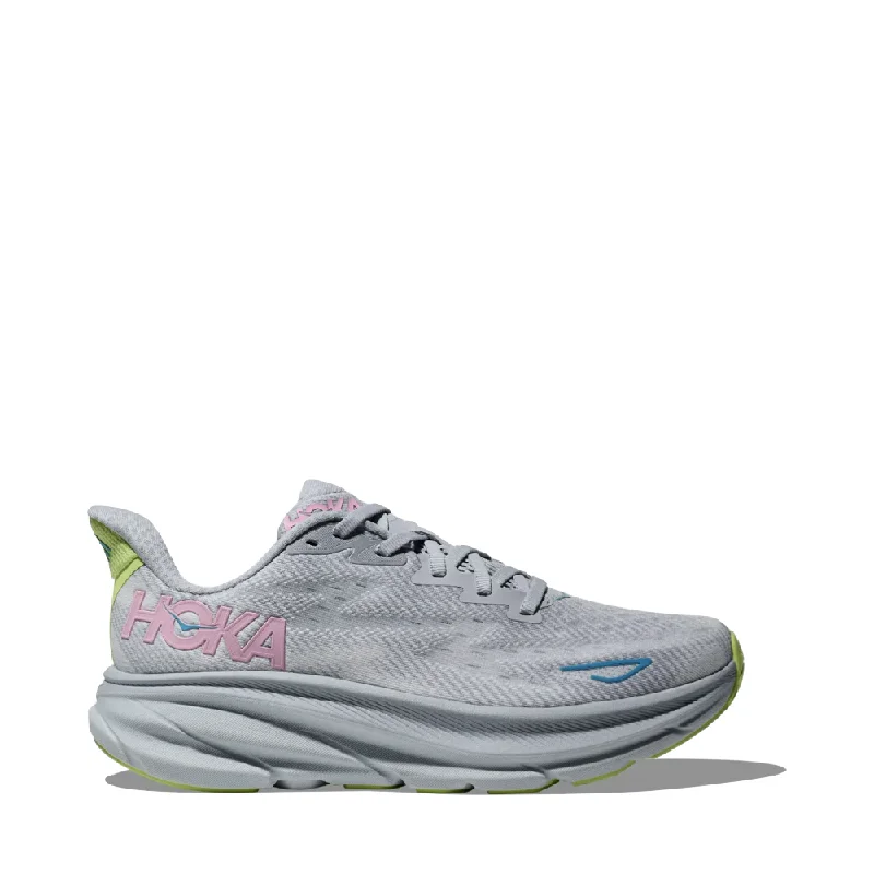 Hoka Women's Clifton 9 Sneaker in Gull/Sea Ice Moccasin Soft - Sole Style  