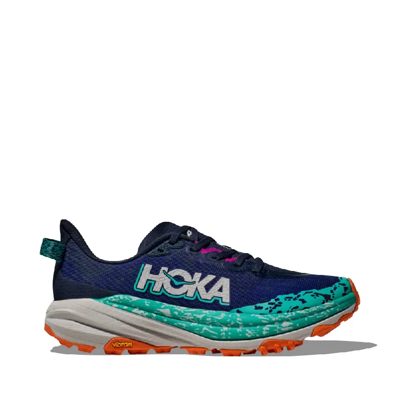 Hoka Women's Speedgoat 6 Sneaker in Varsity Navy/Meteor Comfortable Derby Style  