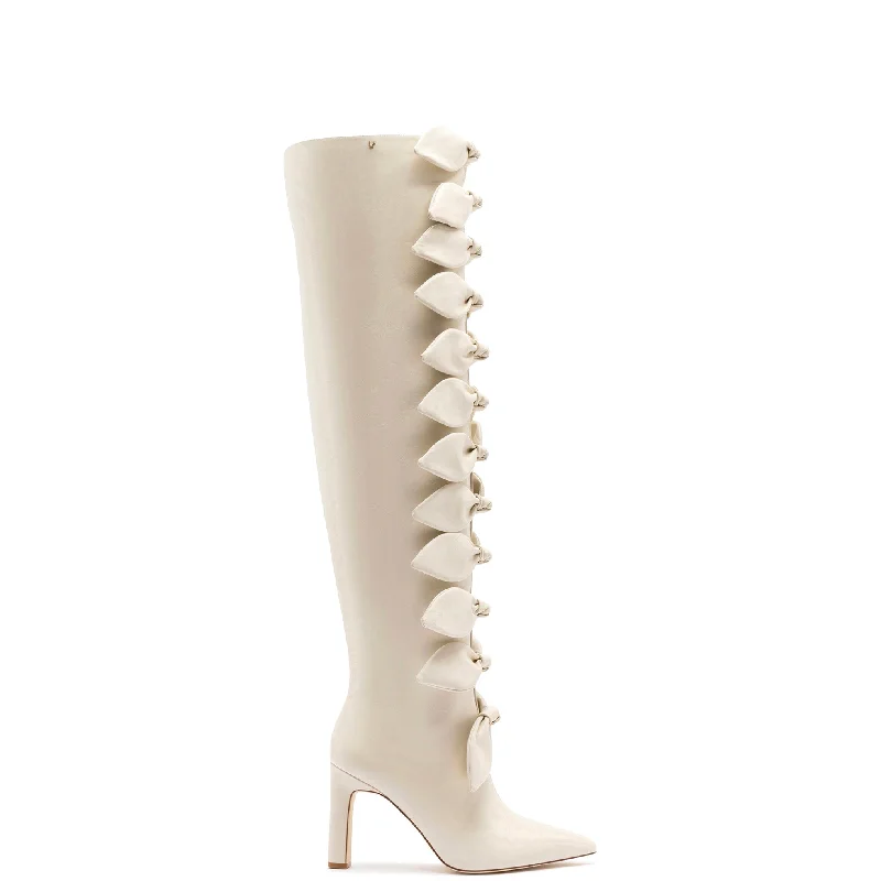 Larroudé for Jonathan Cohen: Tie Boot In Ivory Leather Brogue Oxford Aesthetic 