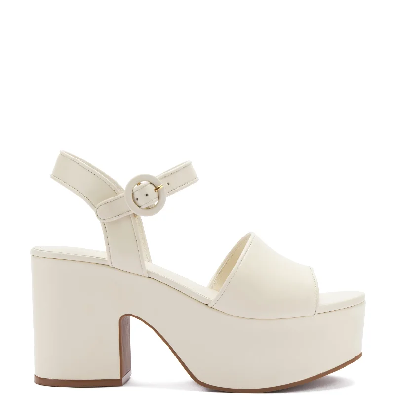 Miso Platform Strap Sandal In Ivory Leather Comfortable Derby Style  