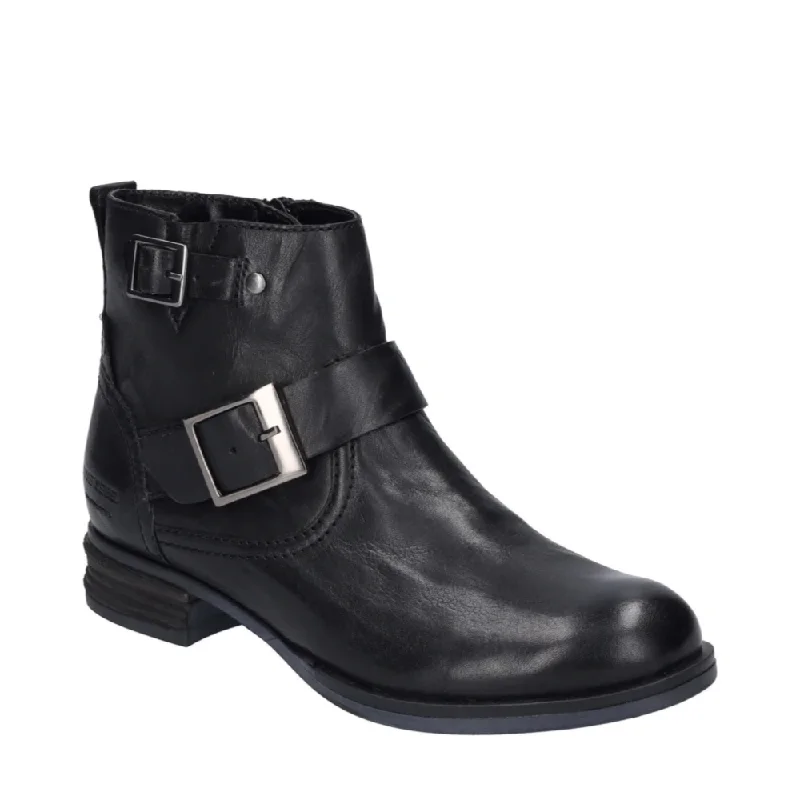 Josef Seibel Women's Sanja 16 Side Zip Leather Buckle Boot in Black Quilted Shoe Design Josef Seibel Women's Sanja 16 Side Zip Leather Buckle Boot in Black Quilted Shoe Design