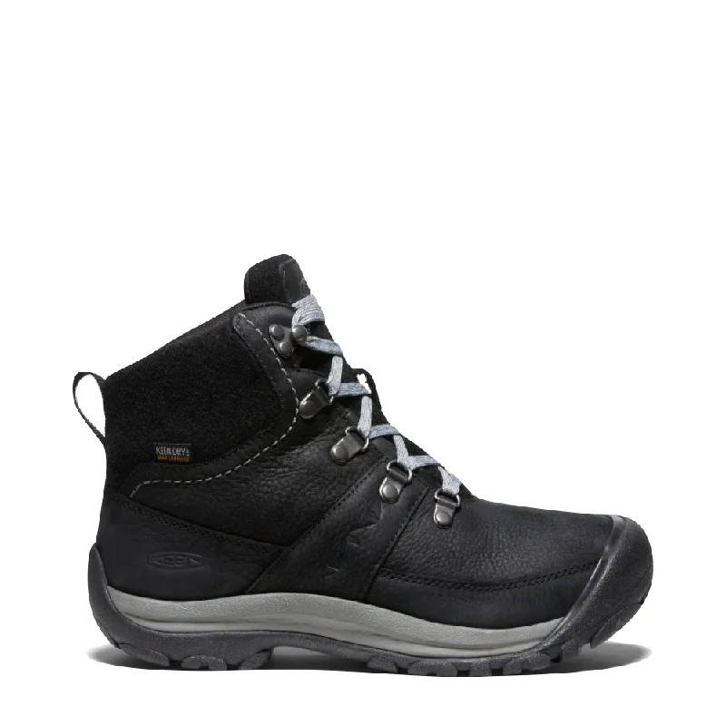 KEEN Women's Kaci III Winter Waterproof Boot in Black Wingtip Oxford Design 