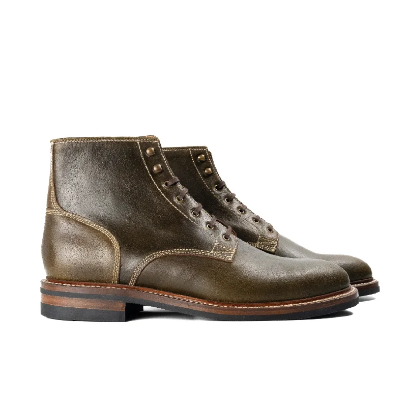 Lisbon II - Olive Waxed Flesh Zip - Up Boot Style  