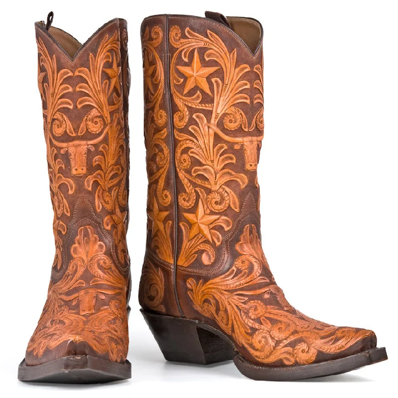 Longhorn & Stars Full 12" Leather Driving Shoe Style  