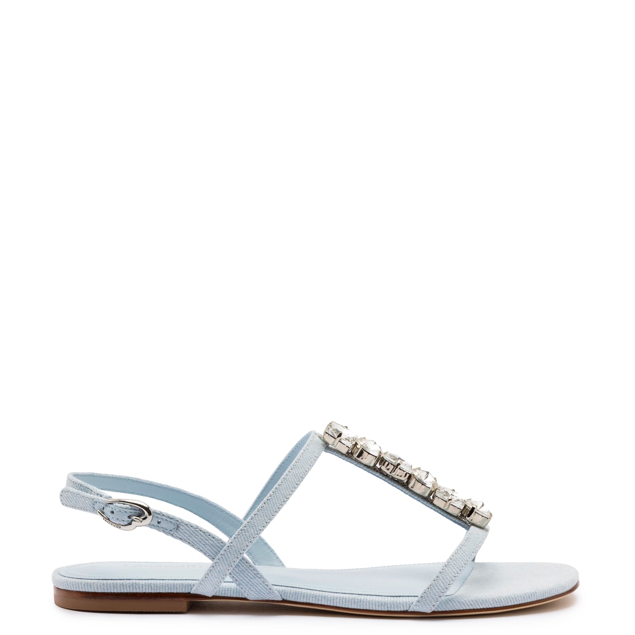 Calypso Flat Sandal In Maya Denim and Crystals Blue Coast Loafer Aesthetic 