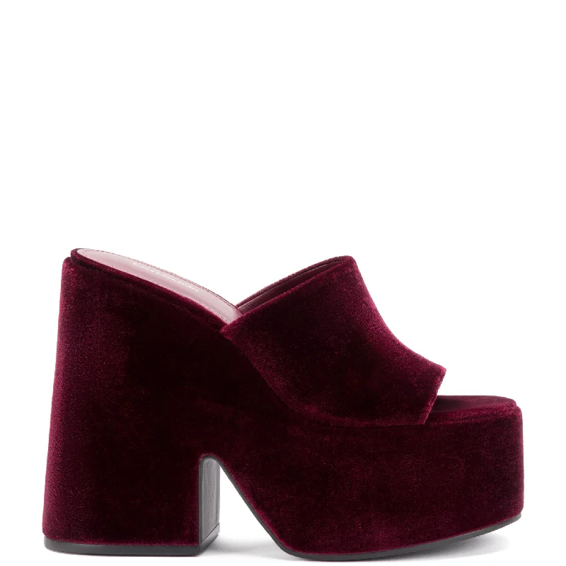 Wanda Platform Mule In Merlot Velvet Hip - Hop Sneaker Style  