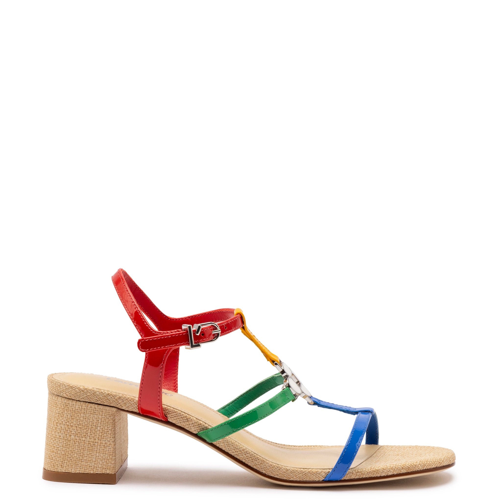 Hana Block In Multicolor Patent Leather and Raffia Performance Running Sneaker Look  