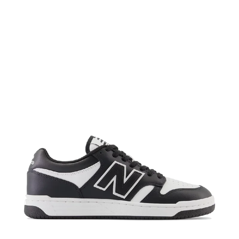 New Balance Men's 480 Sneaker in White with Black Camouflage Print Boot Style  