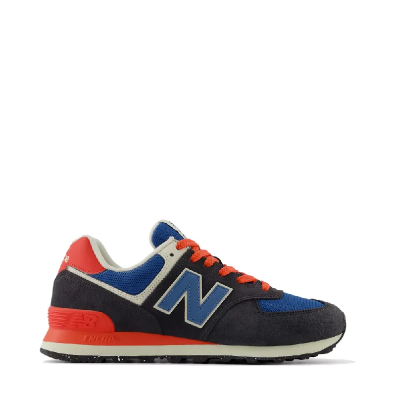 New Balance Men's 574 Sneaker in Phantom with Blue Agate and Blast Red Business Monk Strap Style New Balance Men's 574 Sneaker in Phantom with Blue Agate and Blast Red Business Monk Strap Style