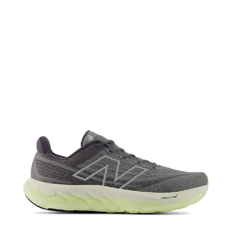 New Balance Men's Fresh Foam X Vongo v6 Sneaker in Harbor Grey with Limelight and Silver Metallic Slide Sandal Beach Style New Balance Men's Fresh Foam X Vongo v6 Sneaker in Harbor Grey with Limelight and Silver Metallic Slide Sandal Beach Style