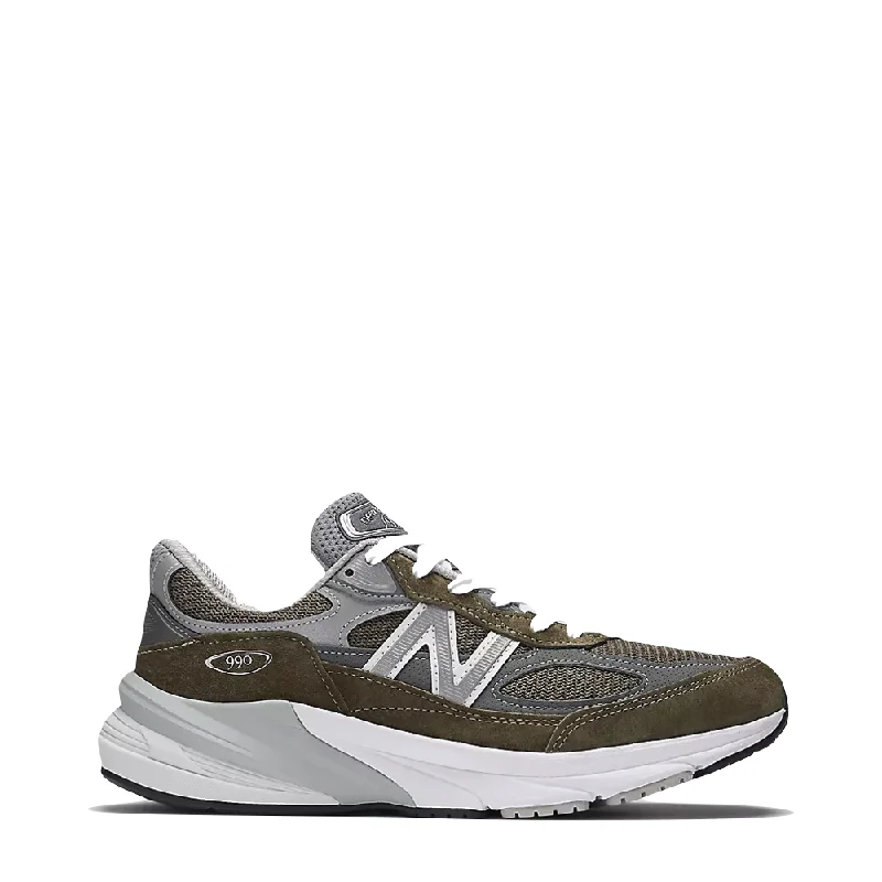 New Balance Men's Made in USA 990v6 Sneaker in Olive with Grey Embroidered Cowboy Boot Design New Balance Men's Made in USA 990v6 Sneaker in Olive with Grey Embroidered Cowboy Boot Design