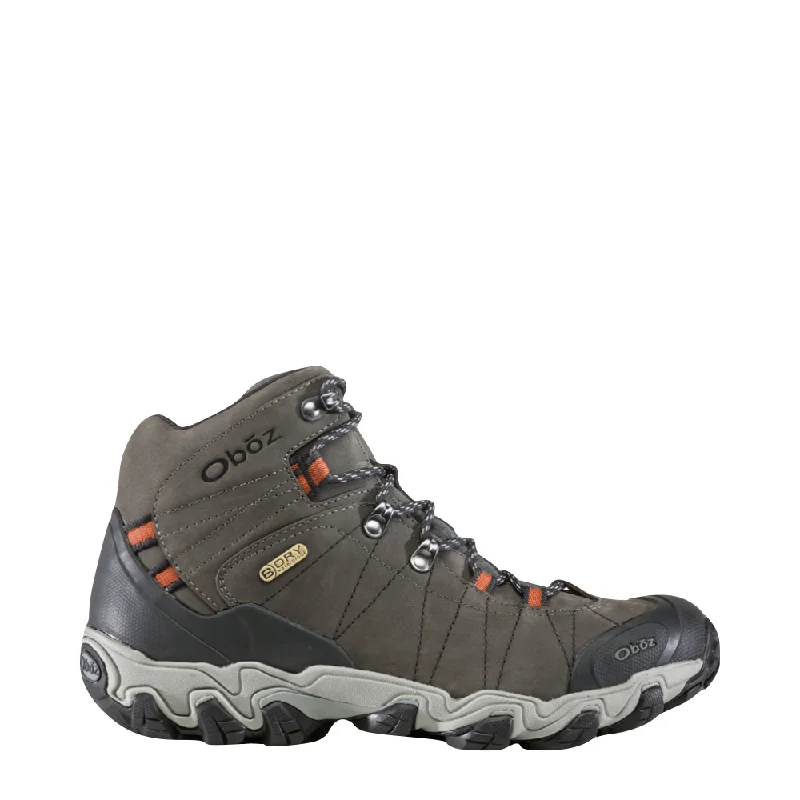 Oboz Men's Bridger Mid Waterproof Hiking Boot in Raven Tailored Oxford Style 