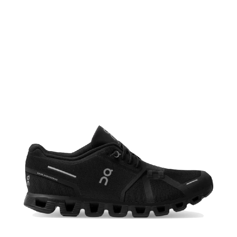 On Men's Cloud 5 Sneaker in All Black Loose - Fit Slipper Style  