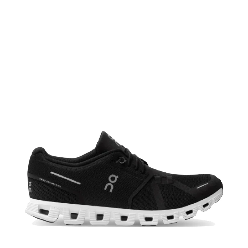On Men's Cloud 5 Sneaker in Black/White Skateboarding Sneaker Style  