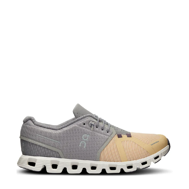 On Men's Cloud 5 Sneaker in Fog/Savannah Tailored Oxford Style 